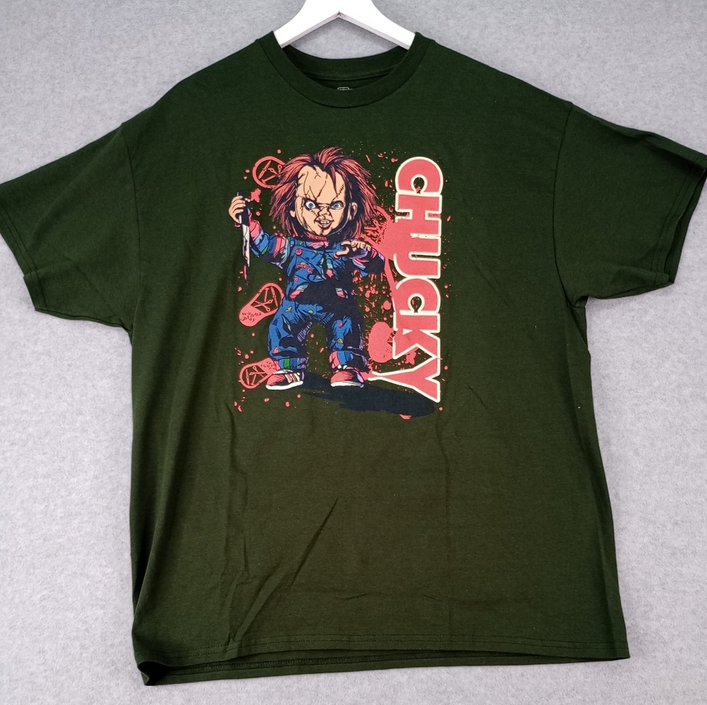 Dark Olive Green Chucky Cult Knife Stabby Horror Shirt Men friends til the end